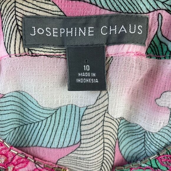 NWT Josephine Chaus Hot Pink Floral Sheer Blouse Size 10 - Picture 10 of 11